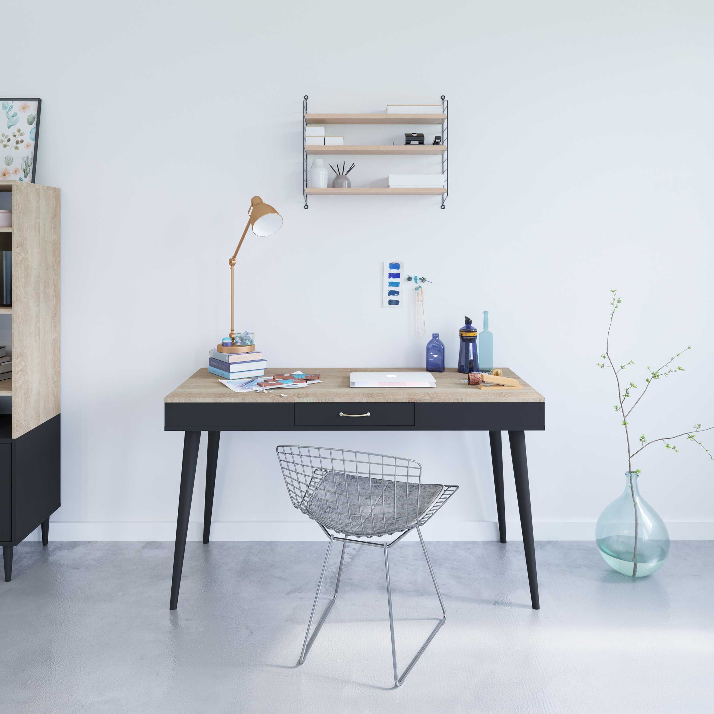 Schreibtisch Horizon 134cm - Eiche/schwarz Modern, Design - TEMAHOME | Emob