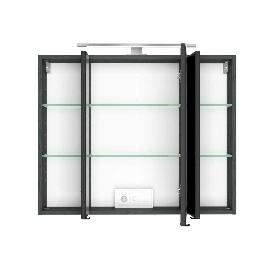 Spiegelschrank Lotuk 80cm 3 Türen - graphitgrau Modern - Held | Emob | Spiegelschränke