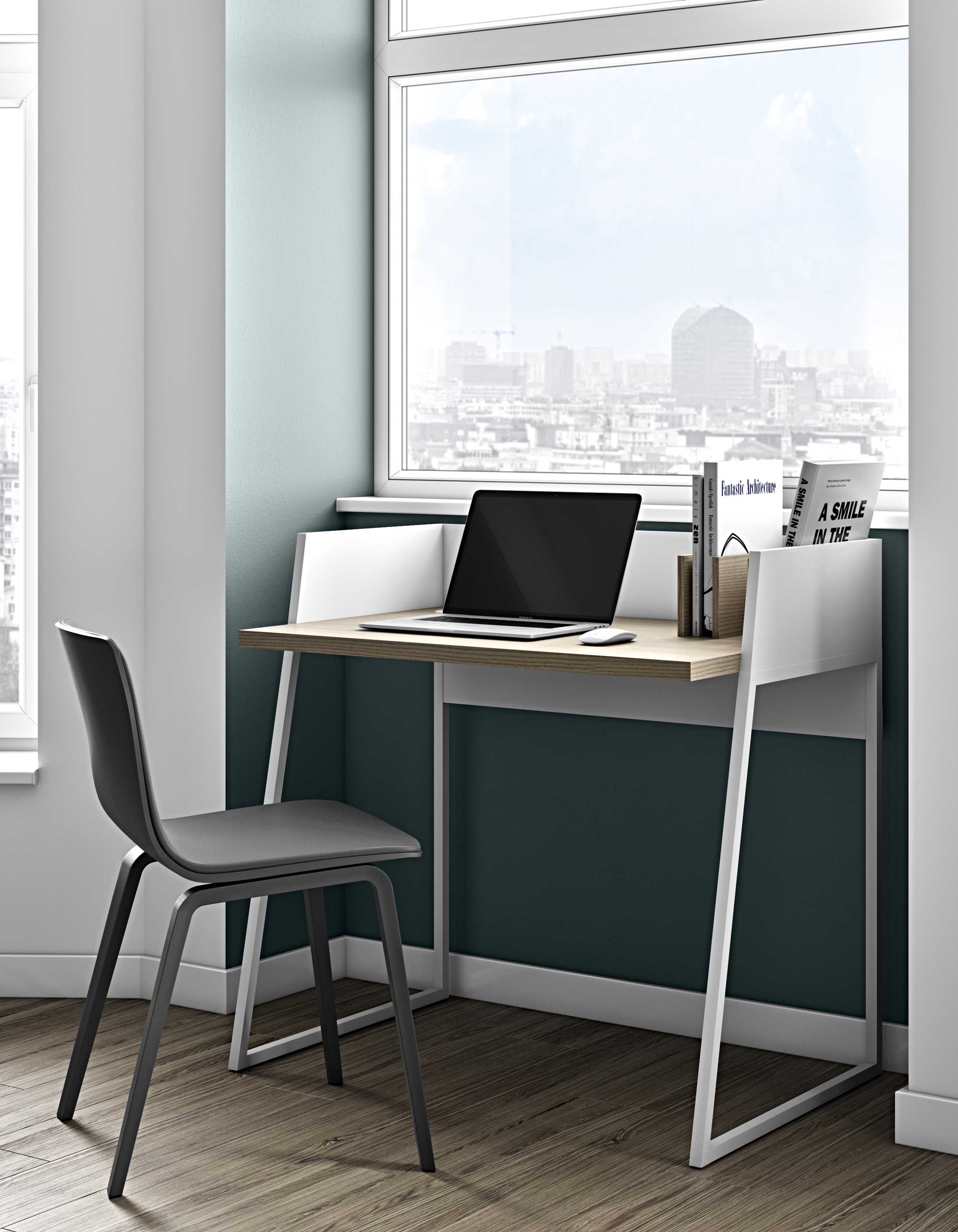 Volta Schreibtisch - Design - Emob TEMAHOME | 90cm Modern, weiß/eiche