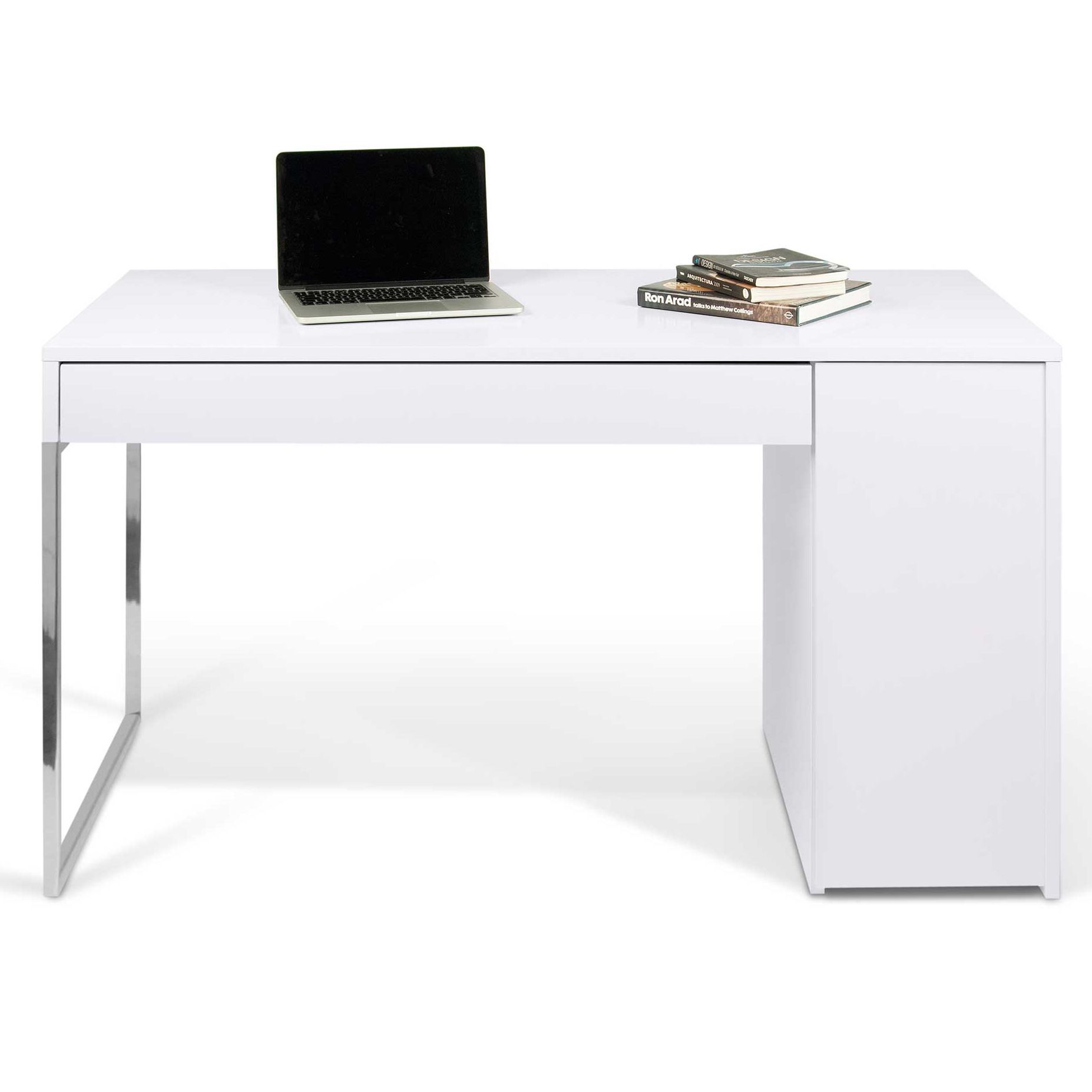 130cm - | Modern, Design Emob weiß/chrom Schreibtisch - Prado TEMAHOME