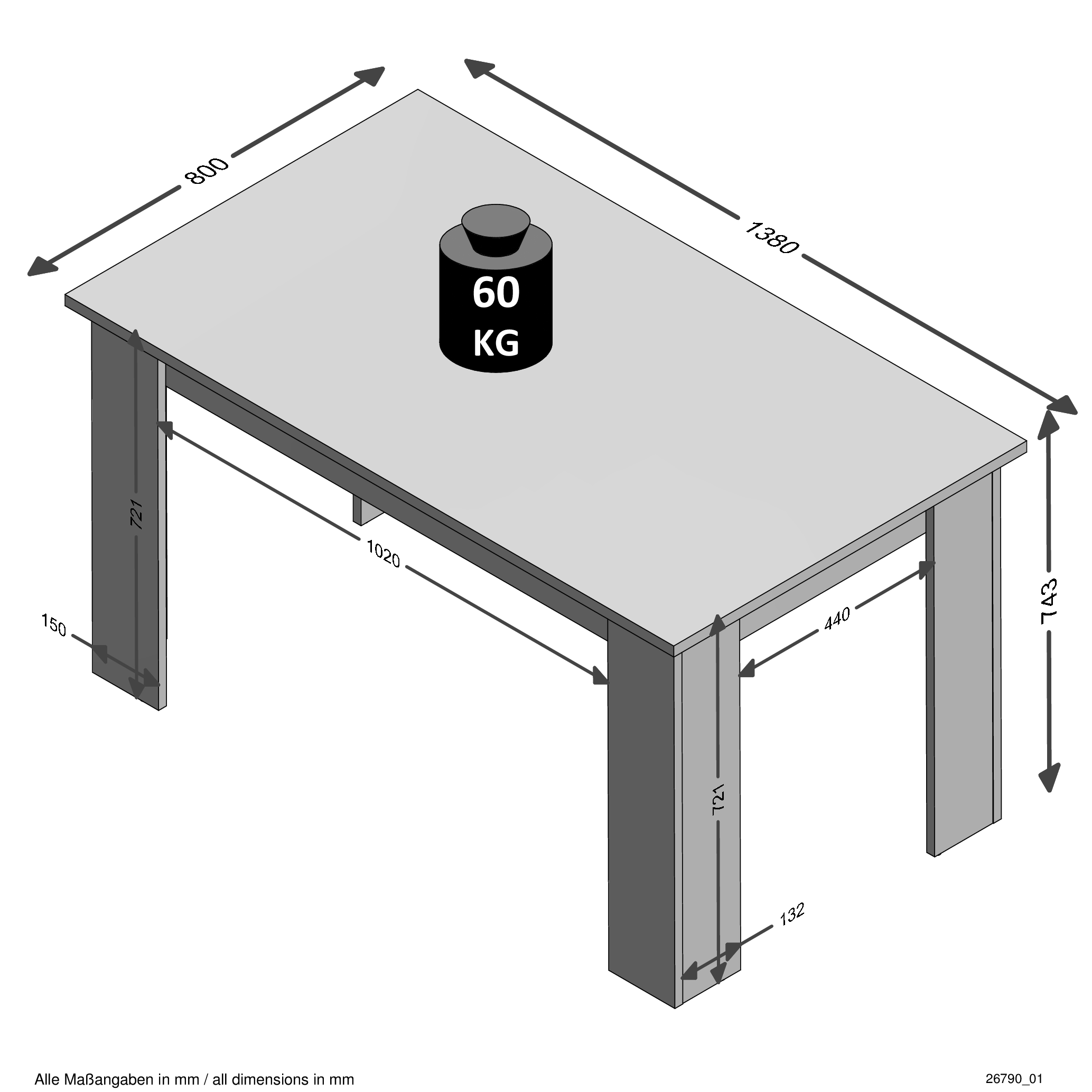 Set Esstisch 2 Bänke Mundo - Beton/Weiß Modern - FMD | Emob