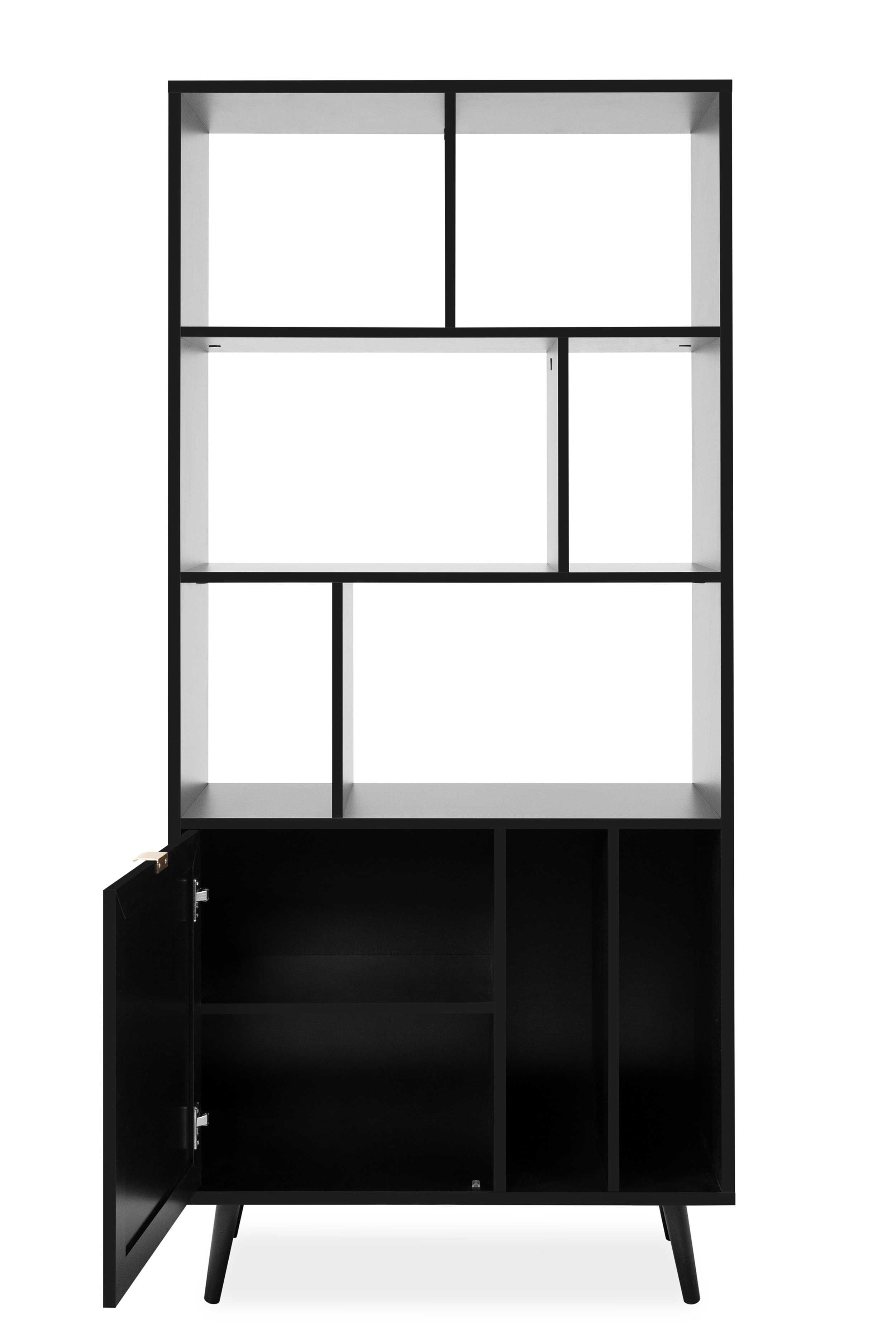 Bücherregal Daka 80cm 1 Tür - schwarz/beige Klassisch - Finori | Emob