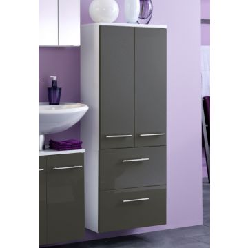 Badezimmerschrank Small 50cm 2 Türen und 2 Schubladen - hochglanz-grau