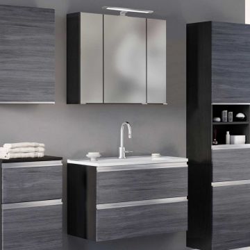 Badkombination Lotuk 2 Waschtisch und Spiegelschrank 80cm - grau