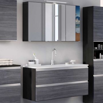 Badkombination Lotuk 3 Waschtisch und Spiegelschrank 100cm - grau