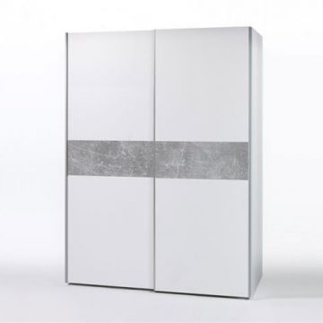 Kleiderschrank Salamanca 170cm mit 2 Türen - weiß/Beton