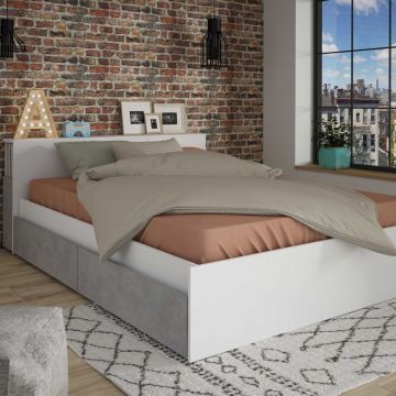 Doppelbett Avani 140x190 - Beton/Weiß