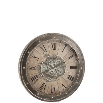 Uhr römische ziffern sichtbarer mechanismus metall+glas antik grau