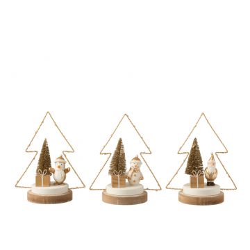 Weihnachtsbaum+led weihnachten holz weiß/gold/naturell 3 sortiert