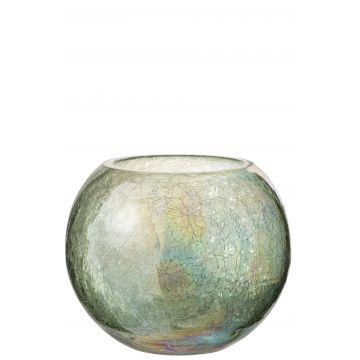 Windlicht kugel rissig glas perlen aspekt grün large