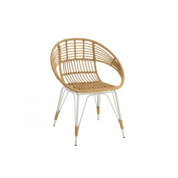 Chair jeanne outdoors met/plastic natural/white