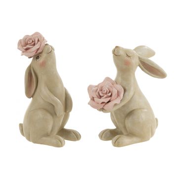 Hase + rose poly beige/rosa large 2 sortiert