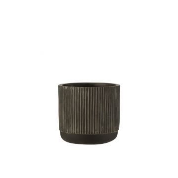 Übertopf linien keramik schwarz/braun medium