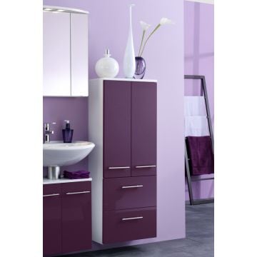 Badezimmerschrank Small 50cm 2 Türen und 2 Schubladen - hochglänzend lila