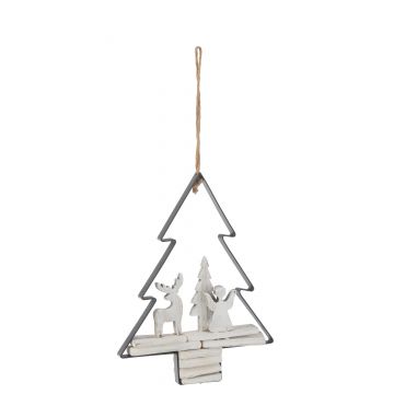 Weihnachtsbaum hängend+figure holz/metall weiß
