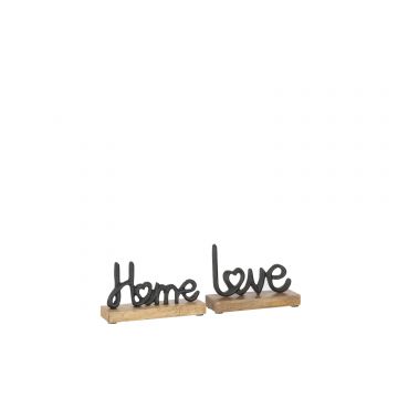 Buchstaben love/home auf basis holz aluminium schwarz small 2 sortiert