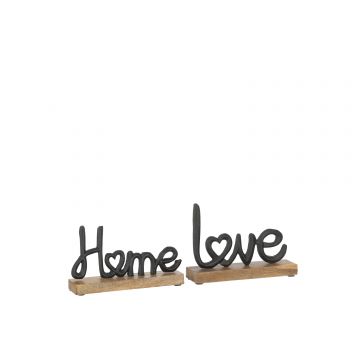 Buchstaben love/home auf basis holz aluminium schwarz large 2 sortiert