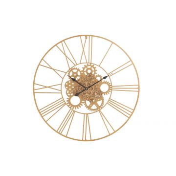 Uhr rund römische ziffern zahnrad metall gold