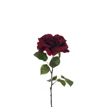 Rose geöffnet+2blätter dunkelrot