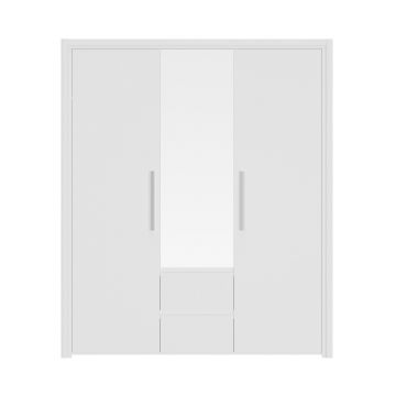 Luisa Kleiderschrank 184cm mit 3 Türen und Spiegel - weiß