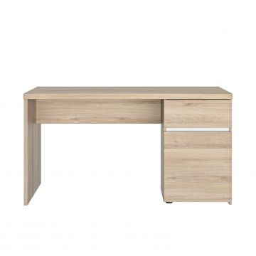 Schreibtisch Oberon mit 1 Schublade und 1 Tür - Eiche/Weiß