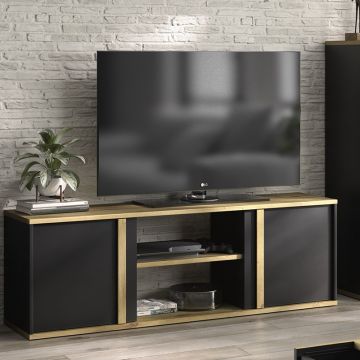 TV-Möbel Ralphio 2 Türen - schwarz/gelb