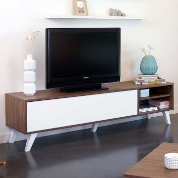 Tv-Möbel Kim 165cm - Walnuss/Weiß