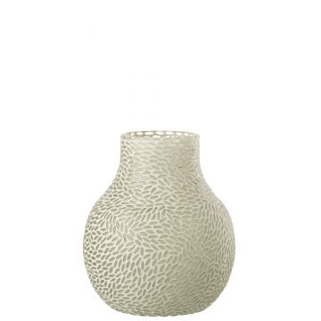 Vase mosaik glas grau/weiß medium