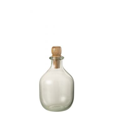 Flasche oval korken glas/holz transparent