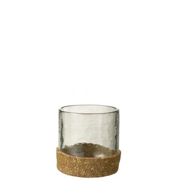 Vase korb glas/jute transparent medium