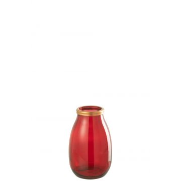 Vase goldrand glas rot small