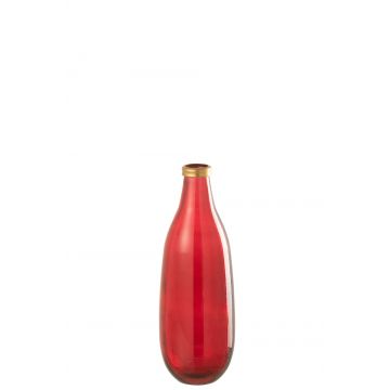 Vase goldrand glas rot medium