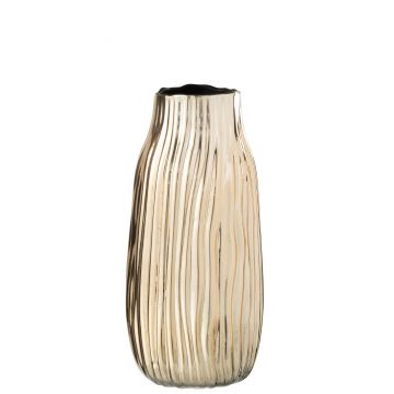 Vase gerillt glas gold medium