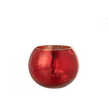Windlicht kugel rissig glas perle-effekt rot medium