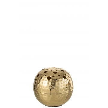 Vase kugel löcher metall gold small