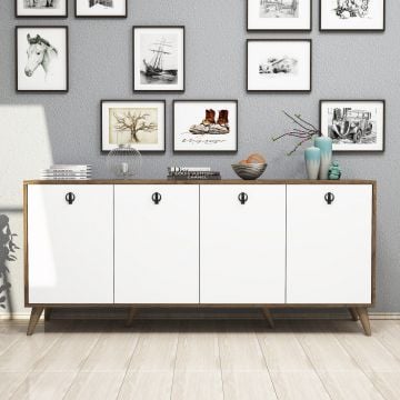 Modernes Sideboard mit Stauraum | Nussbaum Weiß