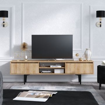 Moderner TV-Ständer aus Eiche | Melaminbeschichtet | Viel Stauraum | 150cm Breite
