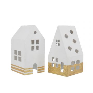 Haus baumwolle papier mache weiß gold large 2 sortiert