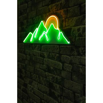 Neonlichter Berge mit Sonne - Serie Wallity - Grün/gelb