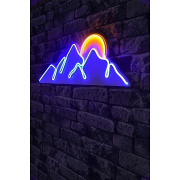Neonlichter Berge mit Sonne - Wallity Serie - Blau/Gelb