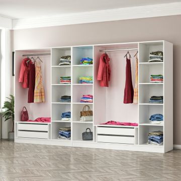 Stylish Woody Fashion Wardrobe | Multiple Shelves | White