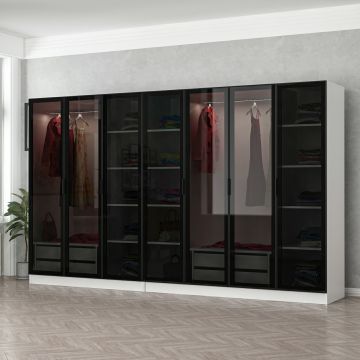 Woody Fashion Melamin-Garderobe | Weiß Schwarz, 100% beschichtet