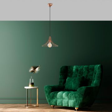 Kupfer-Kronleuchter | Moderne dekorative Beleuchtung | 37cm Durchmesser, 126cm Höhe
