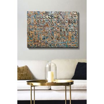 Brakteen-Leinwand-Gemälde: Multicolor | 100% Holzrahmen | 70 x 100 cm