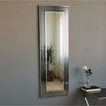 Locelso Spiegel | 100% MDF | 40x120 cm | Wandmontierbar | Verstellbar | Silber