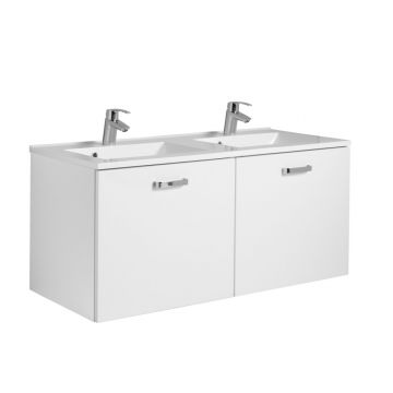 Waschtischunterschrank Bobbi 120cm mit Doppelwaschbecken und 2 Schubladen - weiß
