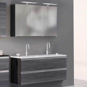 Badkombination Lotuk 4 Waschtisch und Spiegelschrank 120cm - grau