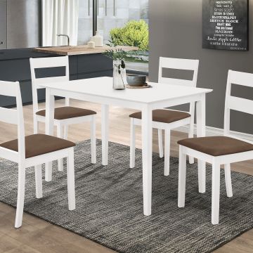 Tischset Damir mit 4 Stühlen - weiß