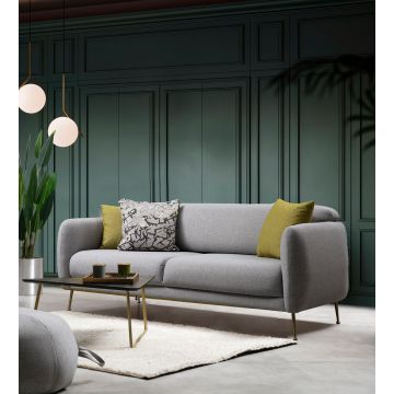 Bequemes 3-Sitz-Sofa mit einzigartigem Design | Buchenholzrahmen | 100% Polyester-Stoff | 214cm x 98cm x 85cm