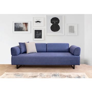 3-Sitz Sofa-Bett | Komfort und Mode | Buchenholzrahmen | Farbe Blau